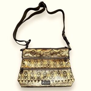 SakRoots Crossbody Purse Coated Canvas Zip pockets Boho Print